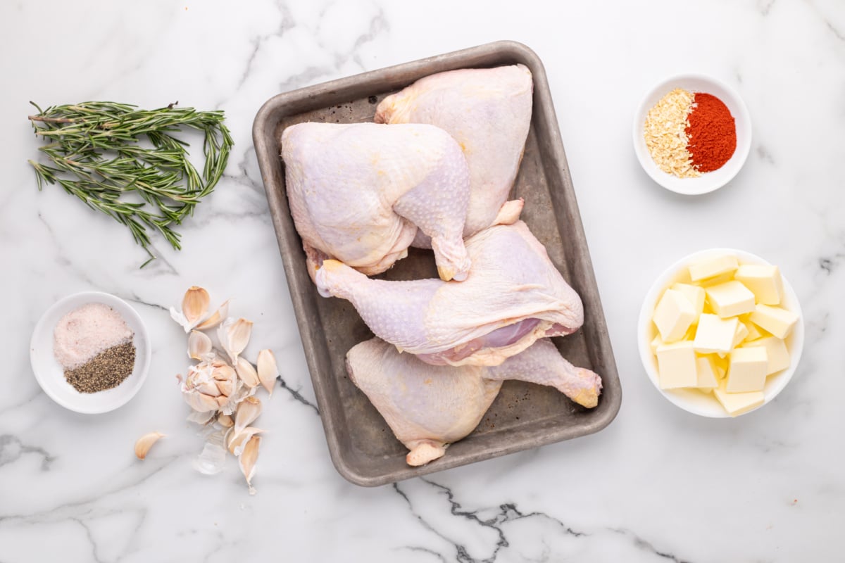 Rosemary Garlic Chicken Quarters - ingredients