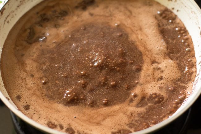 bringing chocolate mixture to a boil. 
