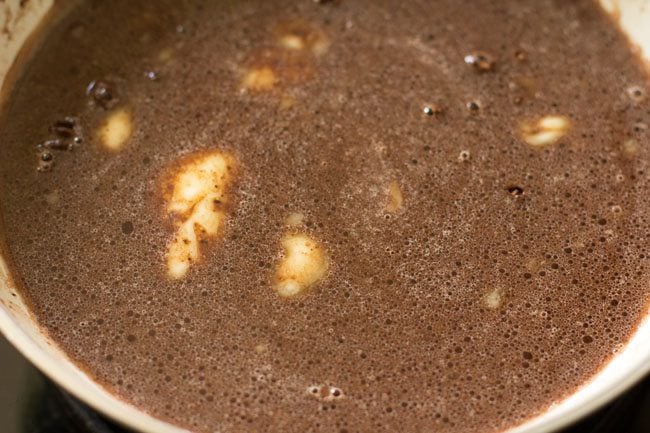 butter melting in chocolate mixture. 